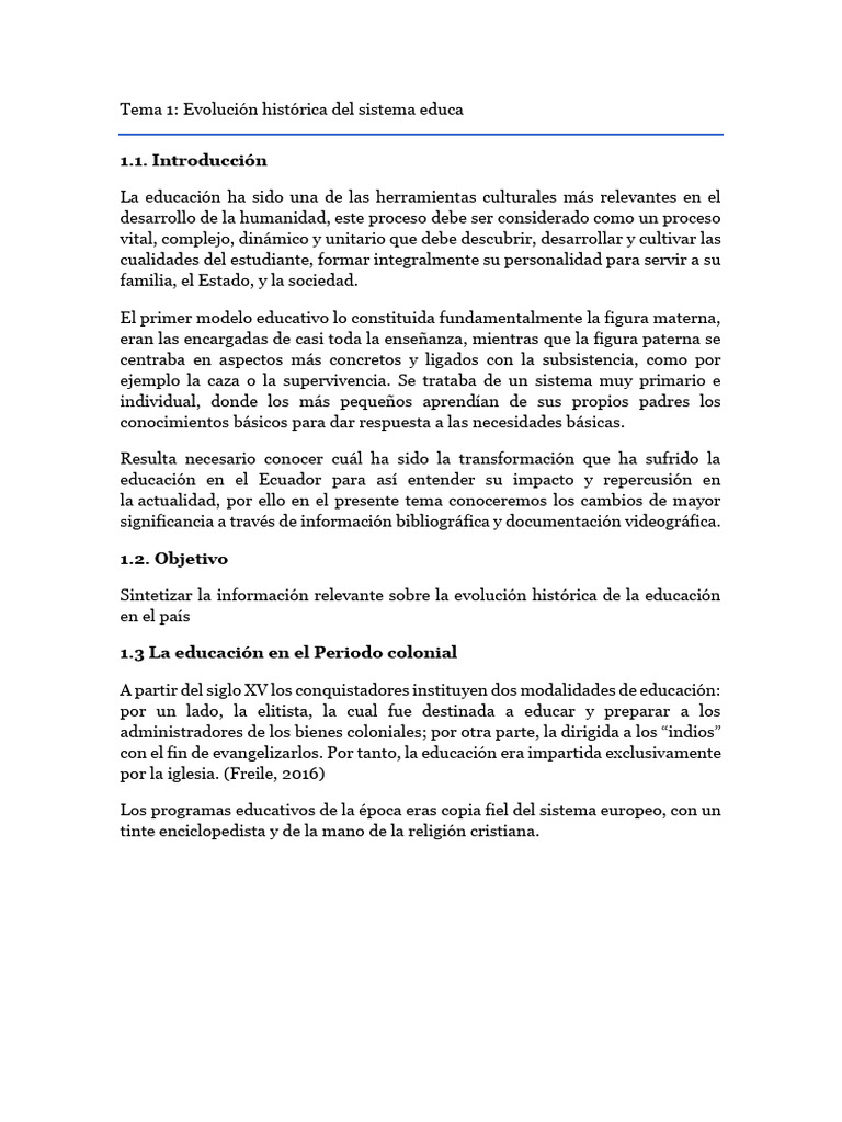 Evolución del Sistema Educativo en Ecuador | PDF | Plan de estudios ...