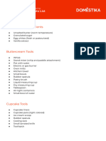 Lista de Ferramentas e Ingredientes