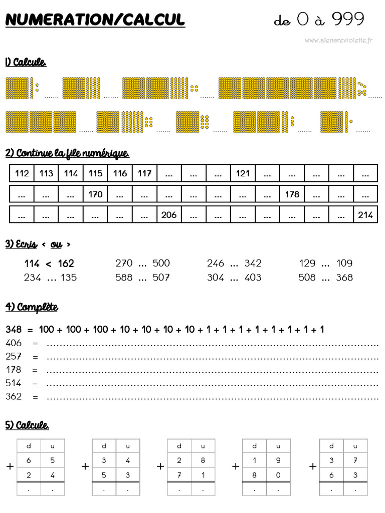 MATHS DE 0 A 999 | PDF