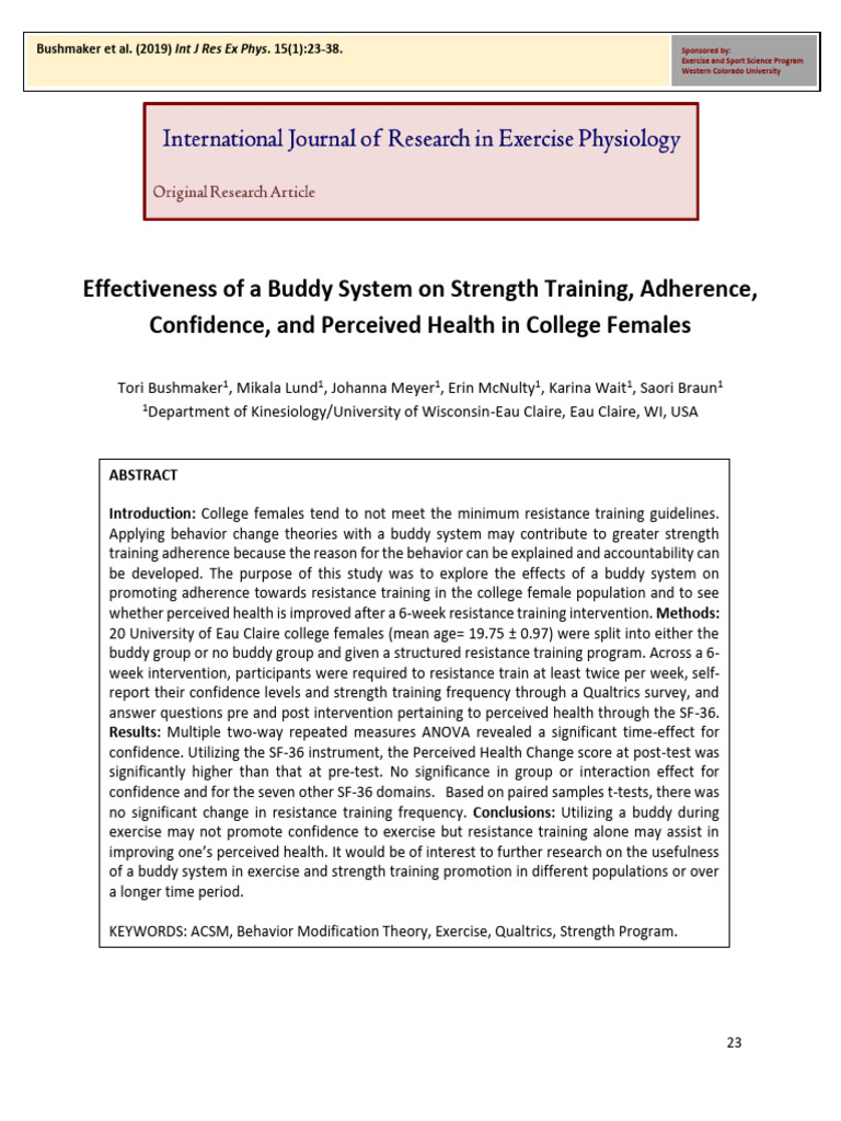 Bushmaker - Et .Al .Fall .2019 | PDF | Strength Training | Mental Disorder