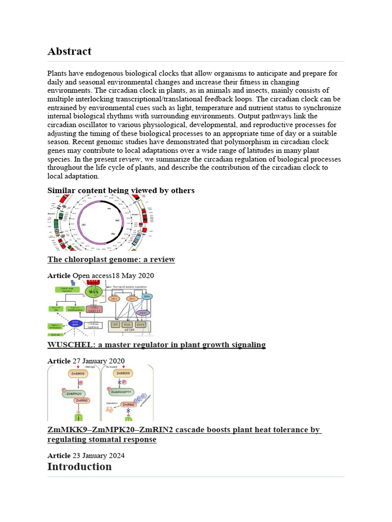 Plant Circadian Clocks & Adaptation | PDF | Circadian Rhythm | Clock