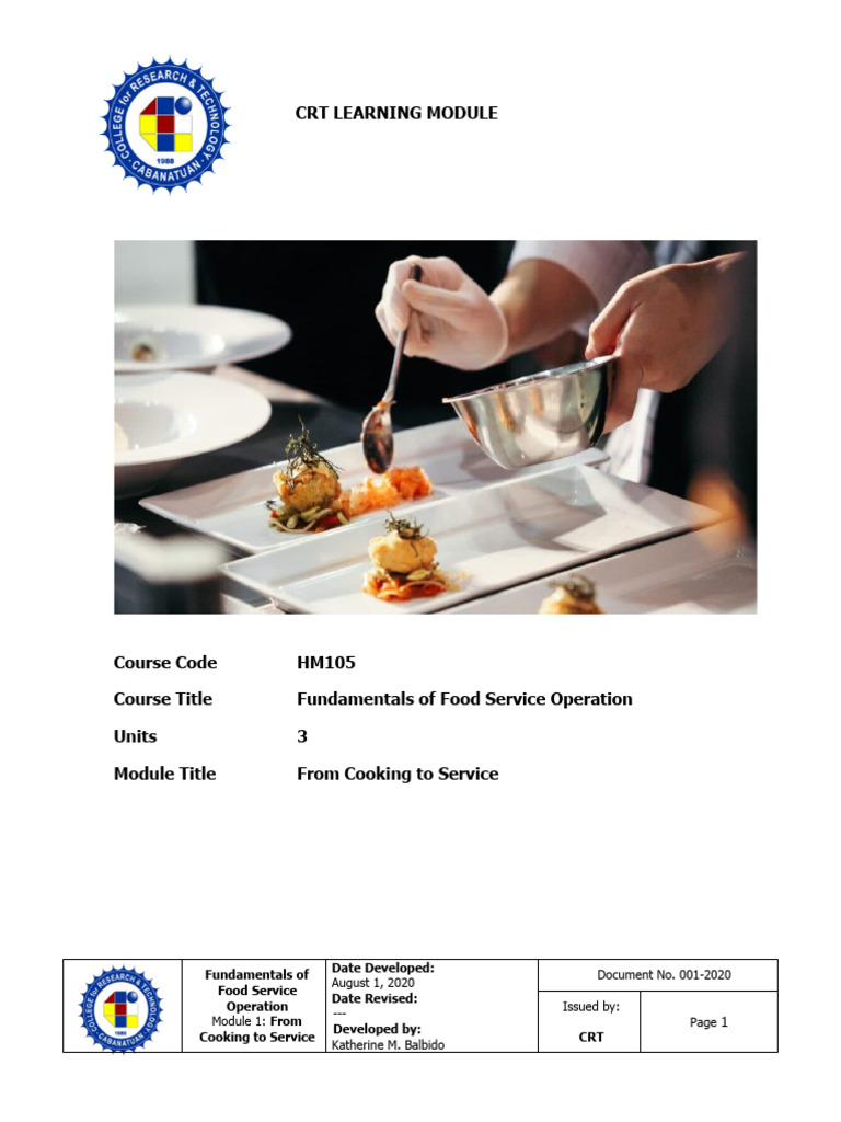 Learning Module 1 Pdf Grilling Cooking