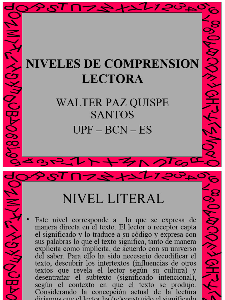Niveles de Comprension Lectora | PDF | Razonamiento deductivo ...