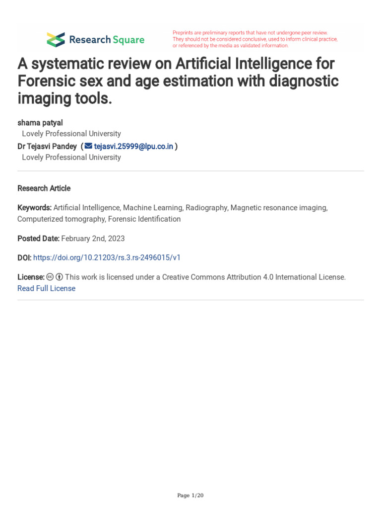 A Systematic Review On Artificial Intelligence For | PDF | Medical ...