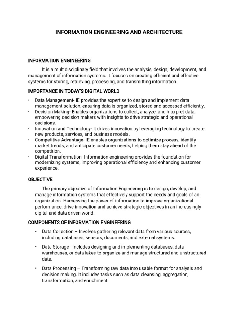 Information Engineering and Architecture Overview | PDF