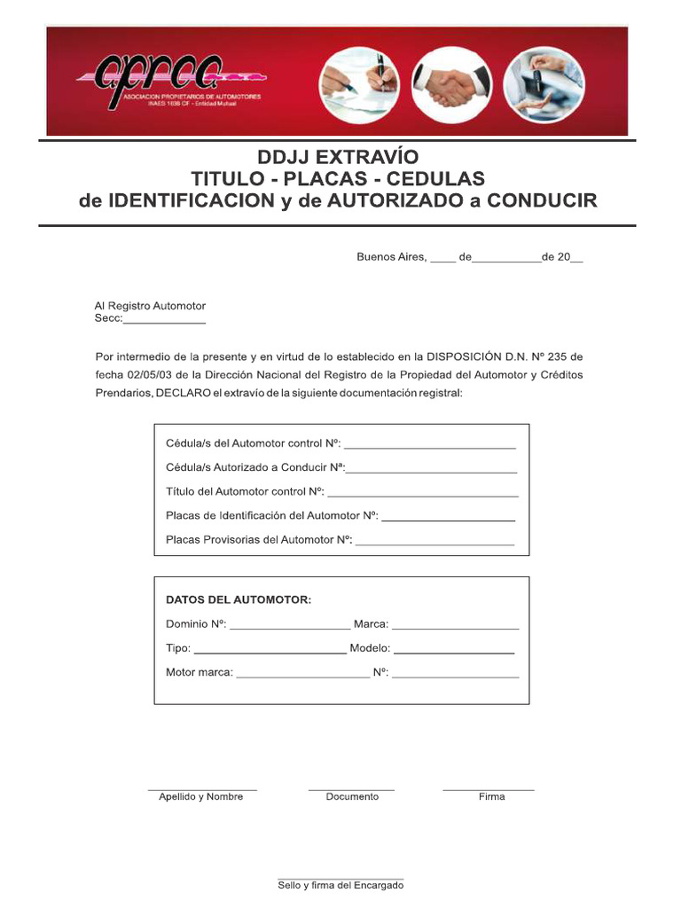 AP DDJJ Extravio Auto | PDF