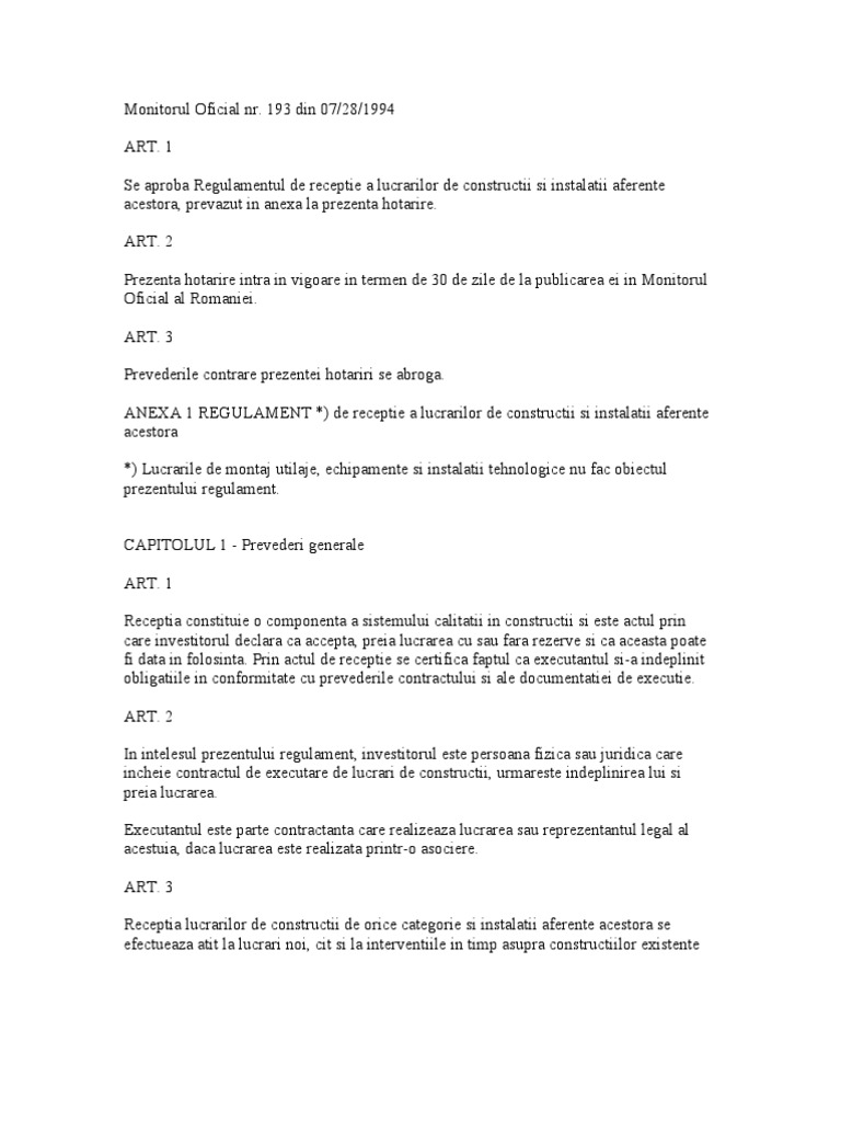 Receptie Lucrari De Investitii