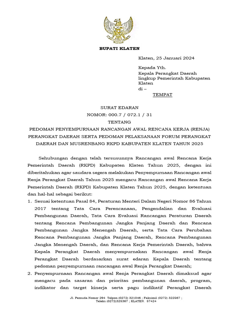 Se Pedoman Penyempurnaan Rancangan Awal Renja 2025 Pdf