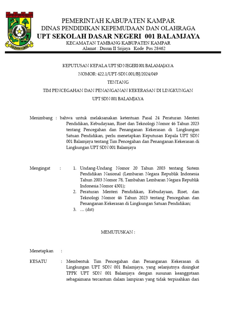 Contoh SK TPPK | PDF