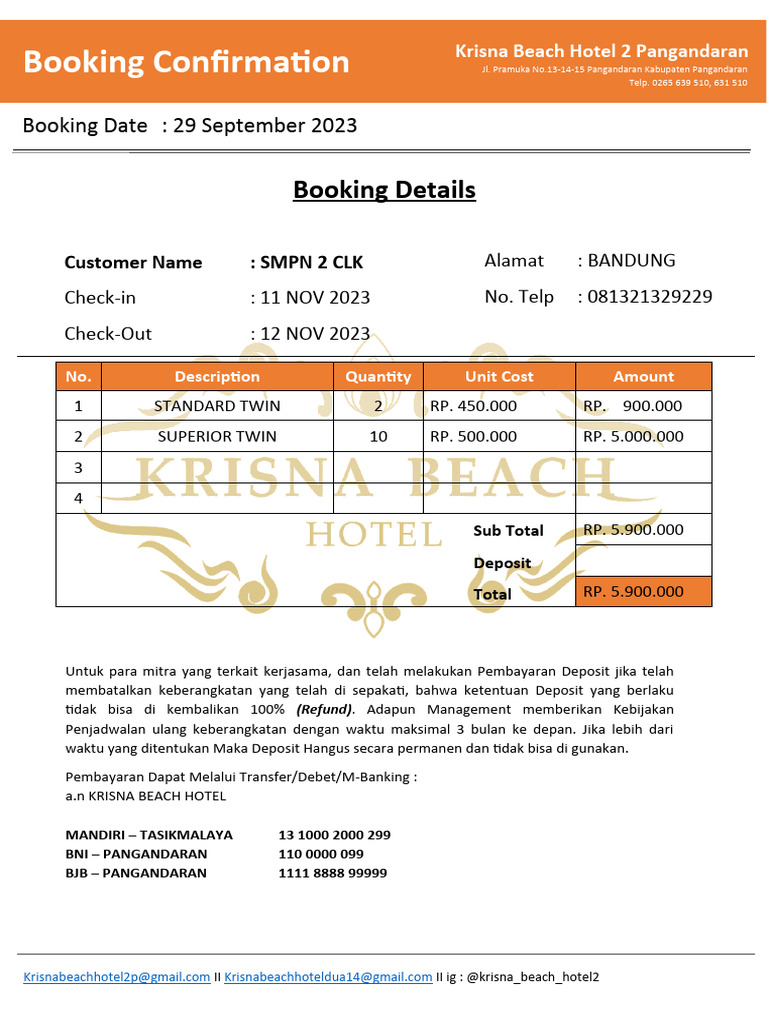 Booking Confirmation | PDF