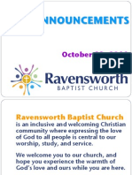 Ravensworth Baptist Church Announcements, October 23, 2011