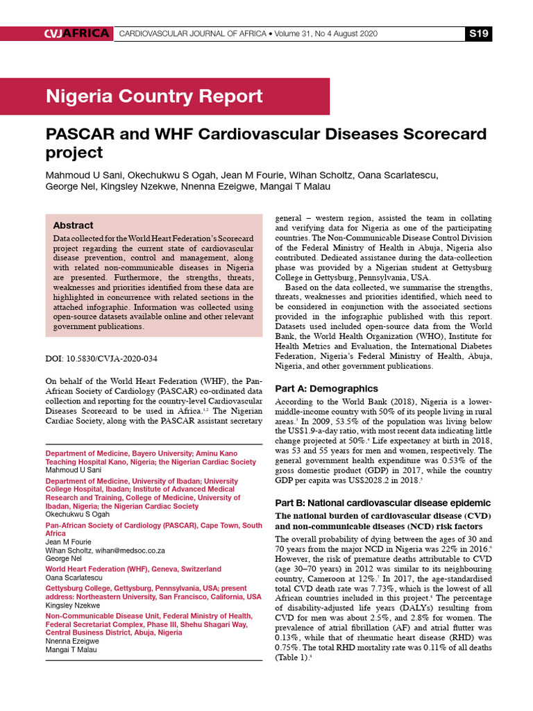 Nigeria Country Report Download Free PDF Cardiovascular Diseases