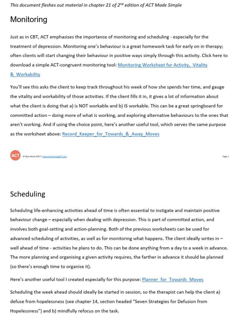 Pleasant Activity Scheduling Worksheet Pdf