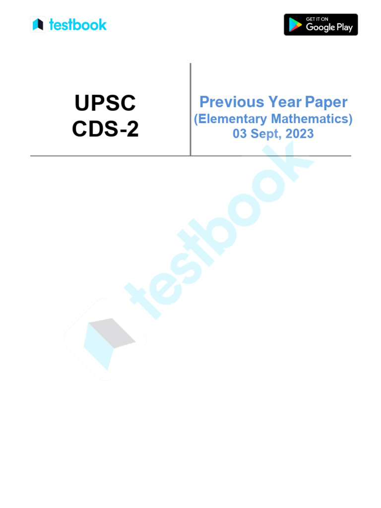 Upsc cds 2 elementary mathematics official paper held on 03 sept