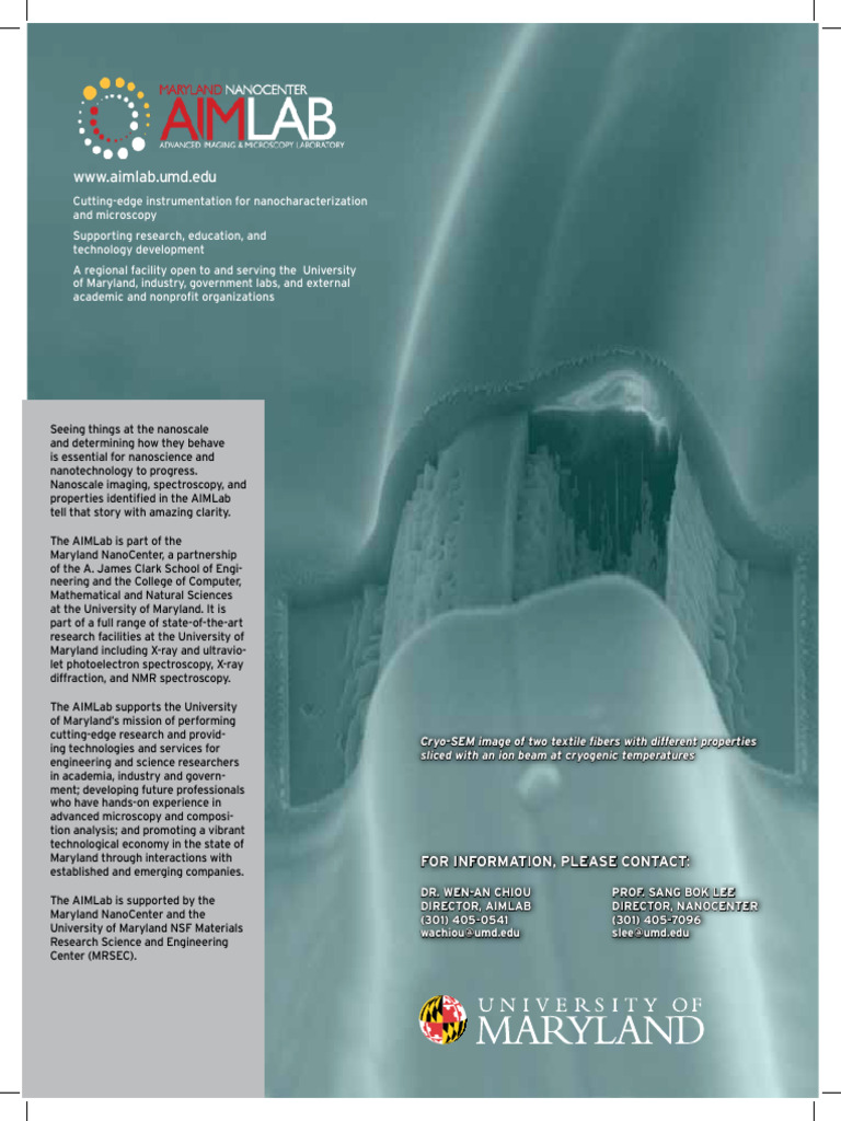 AIMLab: Nanoscale Imaging & Analysis | PDF | Scanning Electron ...