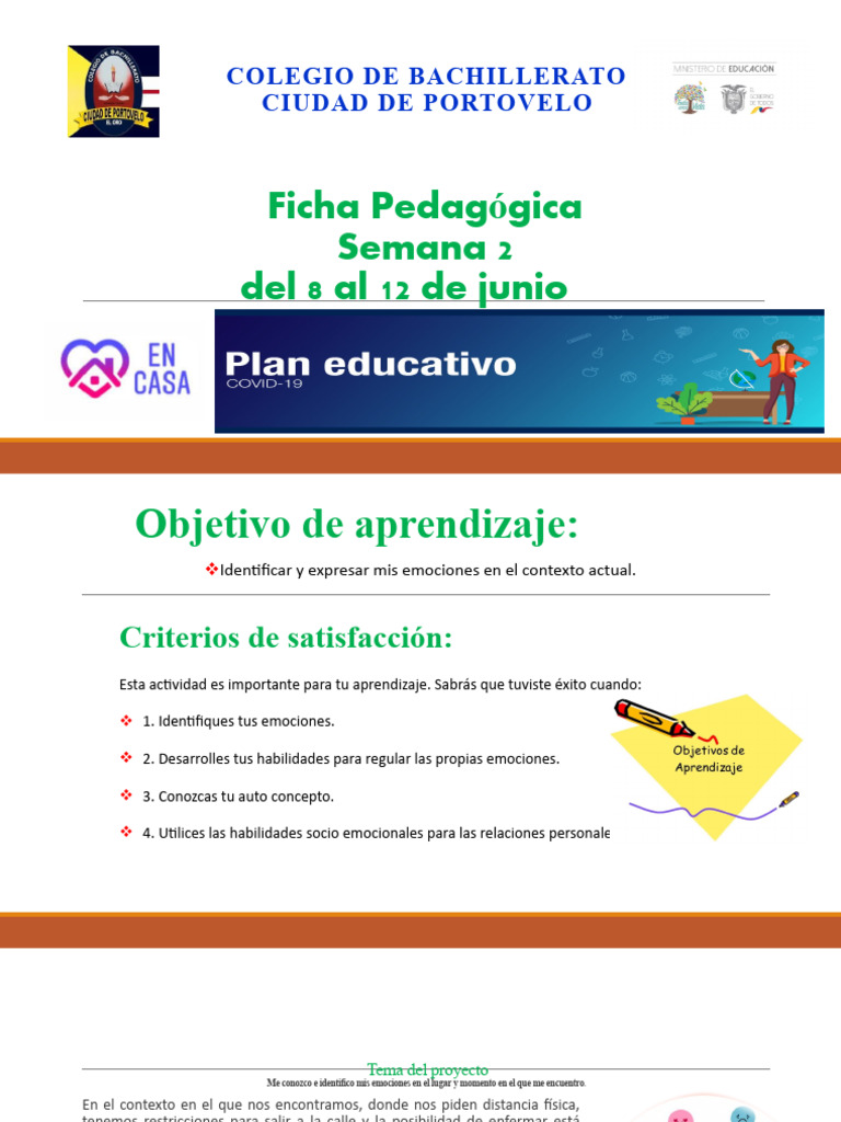 Ficha Bachillerato Semana 2 | PDF | Las emociones