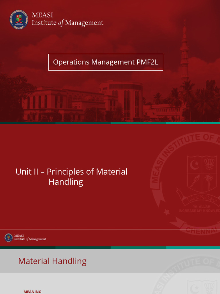 Principles of Material Handling Explained | PDF | Crane (Machine ...