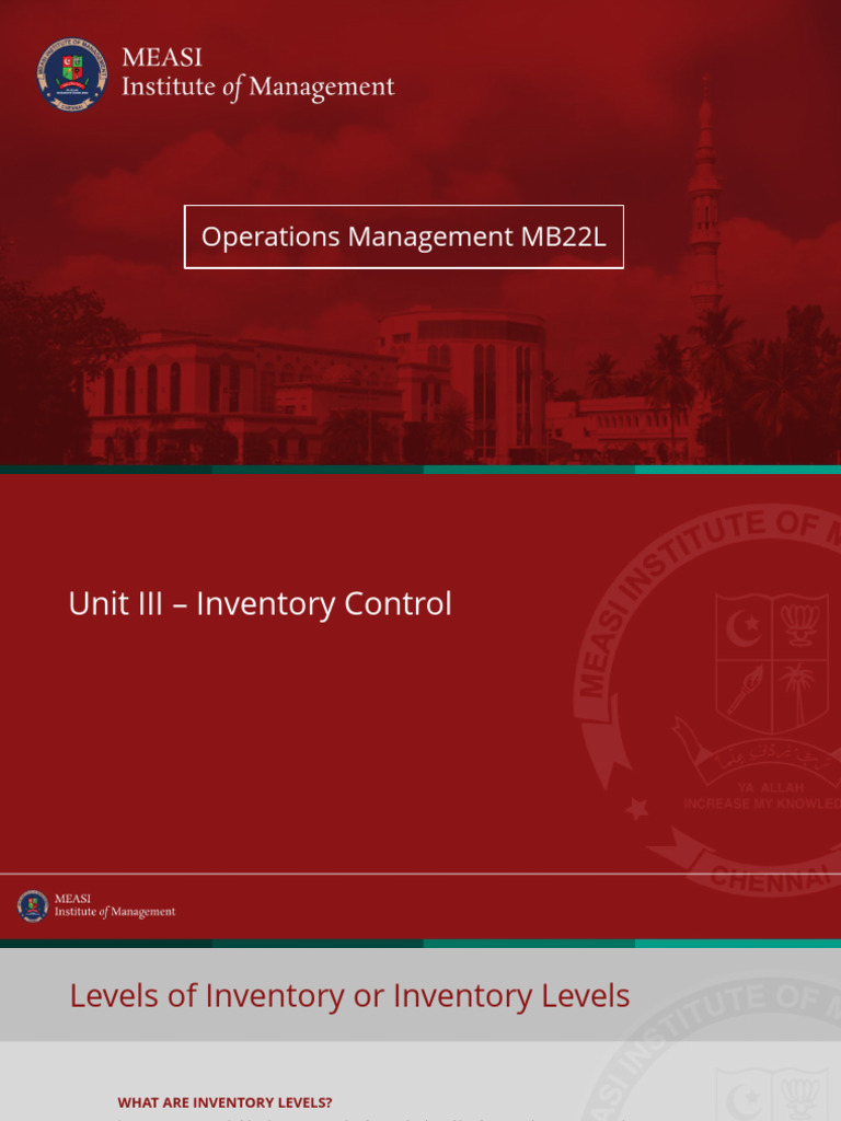 Inventory Levels and Control Methods | PDF | Inventory | Lean Manufacturing