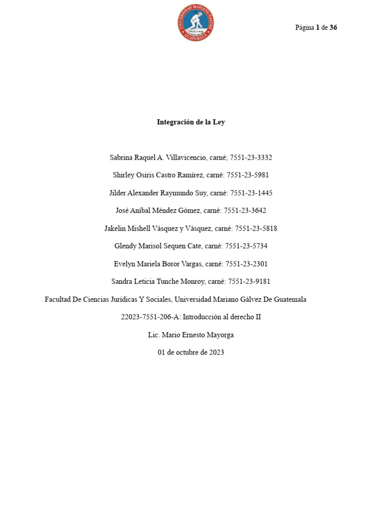 Integración de la Ley en Guatemala | PDF | Legislación | Analogía