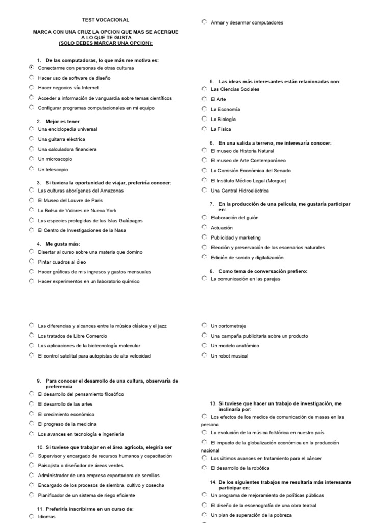 2 Test Vocacional | Descargar gratis PDF | Agricultura | Evolución