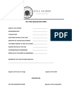 Out Pass Requesition Form