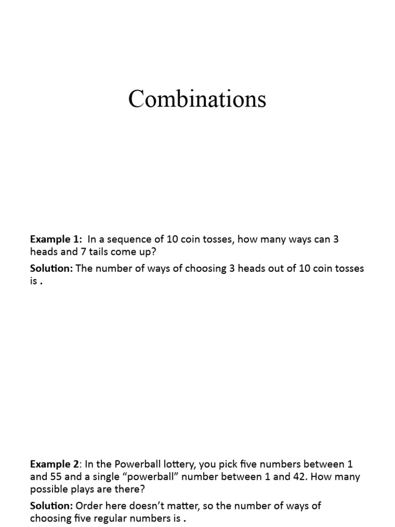 Combinations Examples and Unsolved Questions PDF