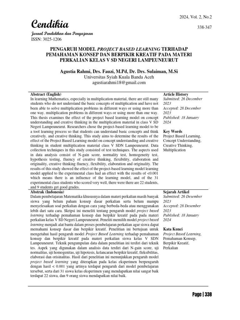Articel Agustia Cendikia 18 J PDF | PDF | Project Based Learning ...