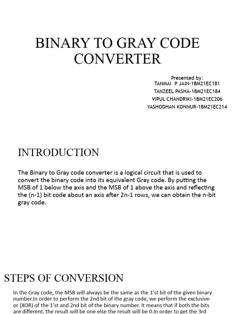 Binary To Gray Code Converter | PDF