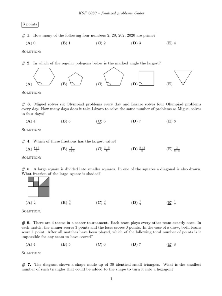 2020 Cadet | Download Free PDF | Euclid | Euclidean Geometry