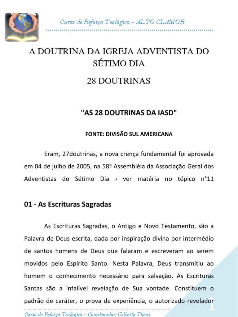 Resumo Das 28 Doutrinas Adventista