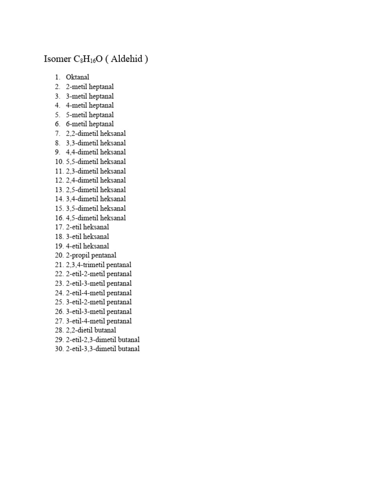 Isomer C8h16o Pdf