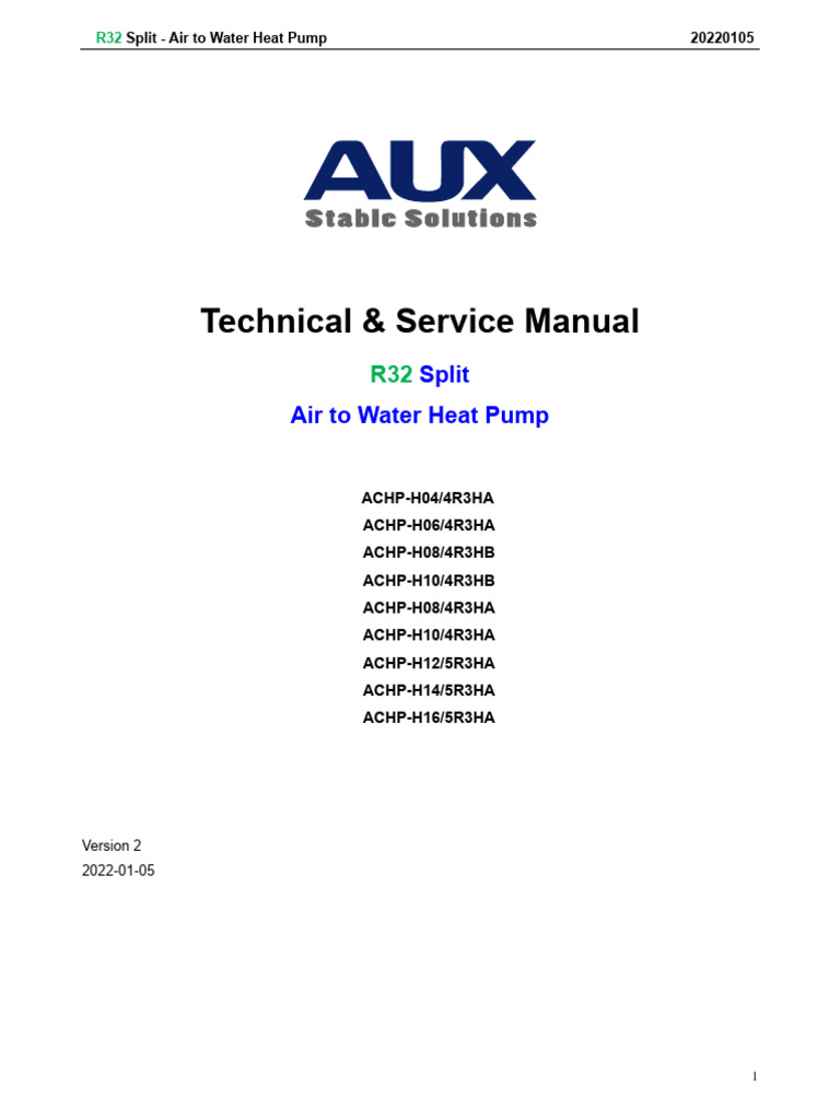 R32 Air to Water Heat Pump Manual | PDF | Water Heating | Thermostat