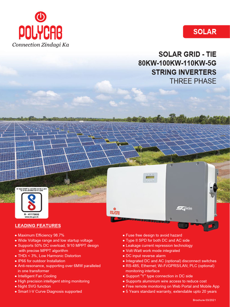 Polycab 80kw Three Phase Solar Grid Tie Inverter | PDF | Power Inverter ...