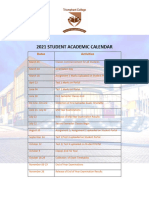 2021 Student Academic Calendar