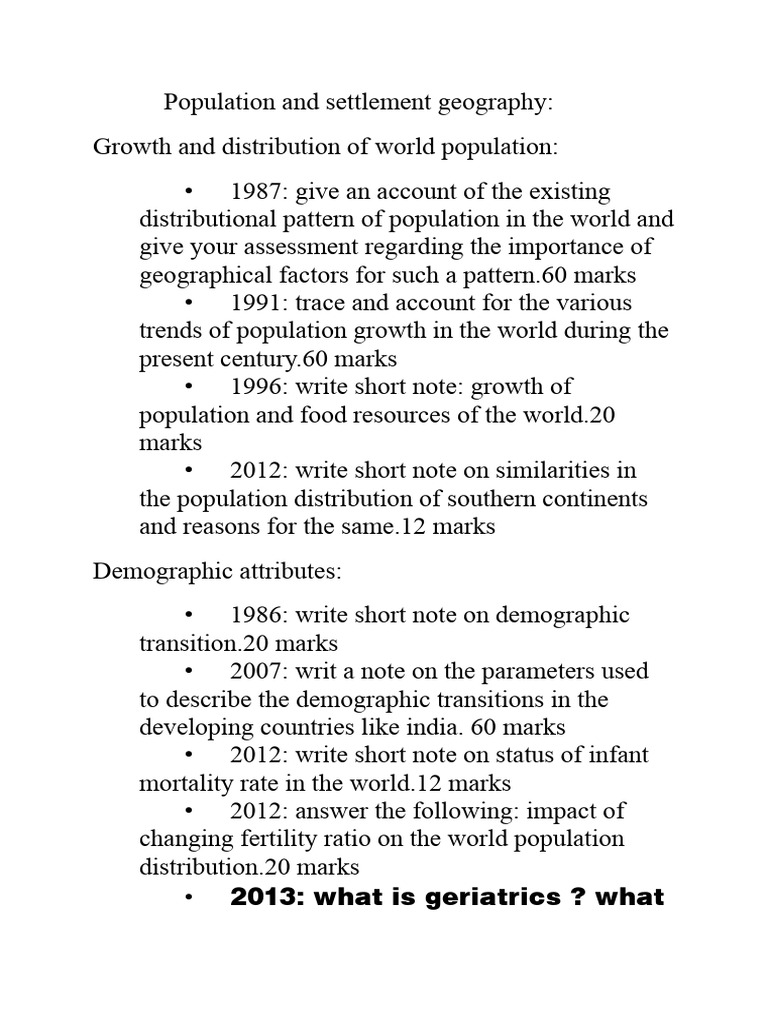 Population And Settlement Geography Pdf Demography Human Migration