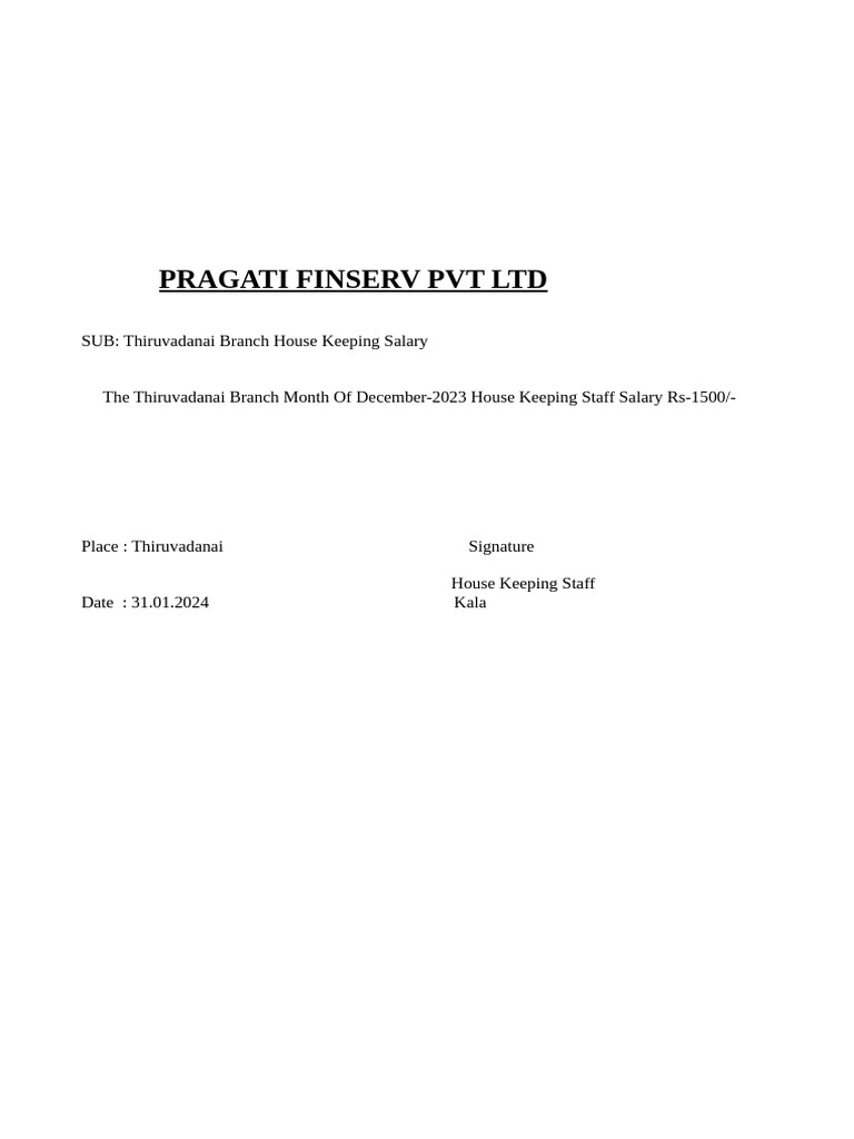 HouseKeeping Salary PDF