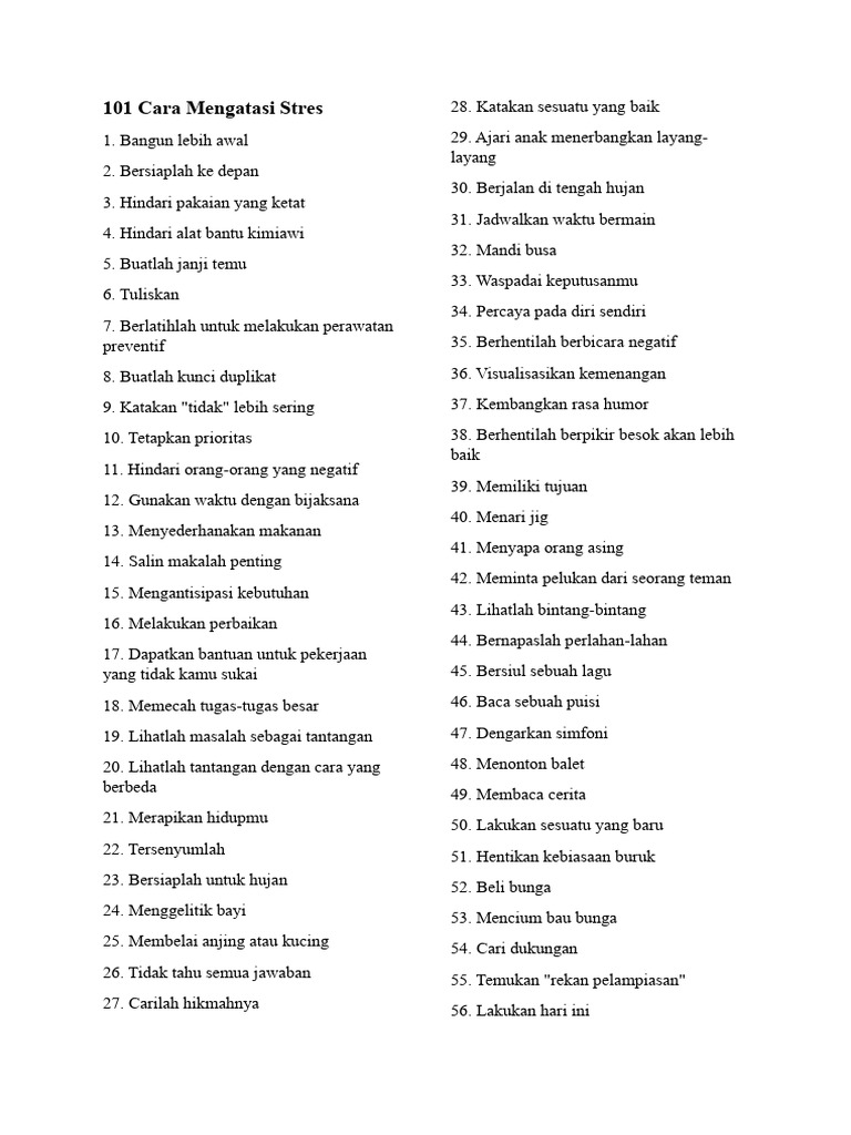 101 Cara Mengatasi Stres | PDF
