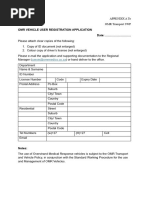 OMR Vehicle User Registration Applicant