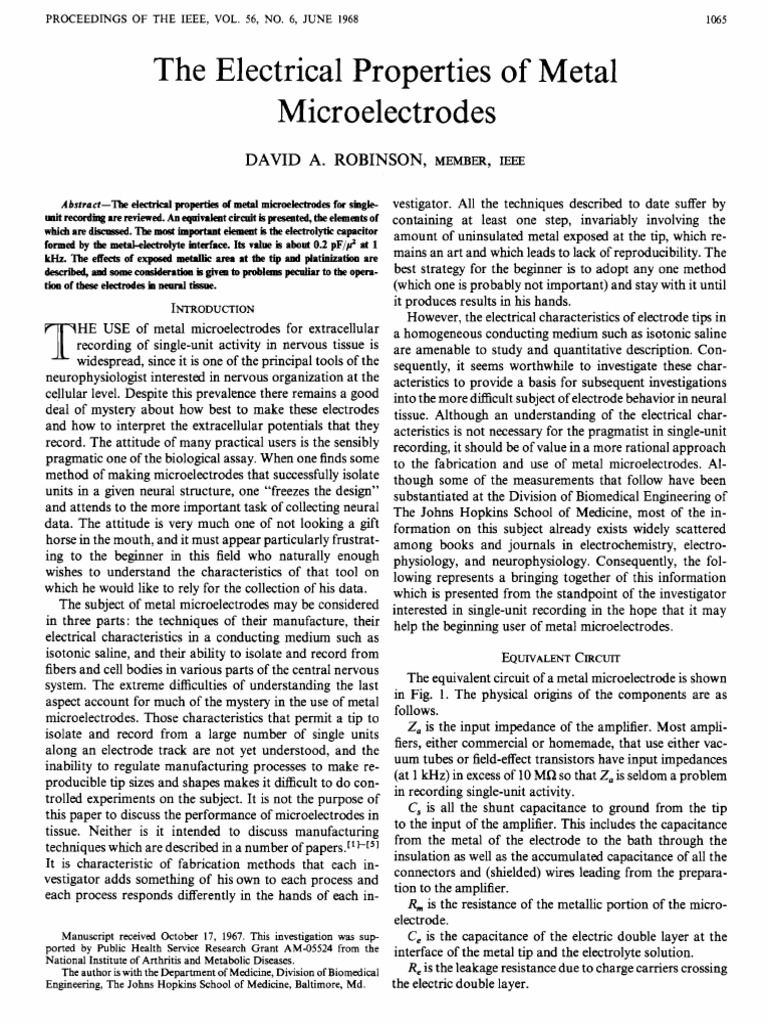 Electrical Properties of Metal Microelectrodes | PDF | Capacitor ...