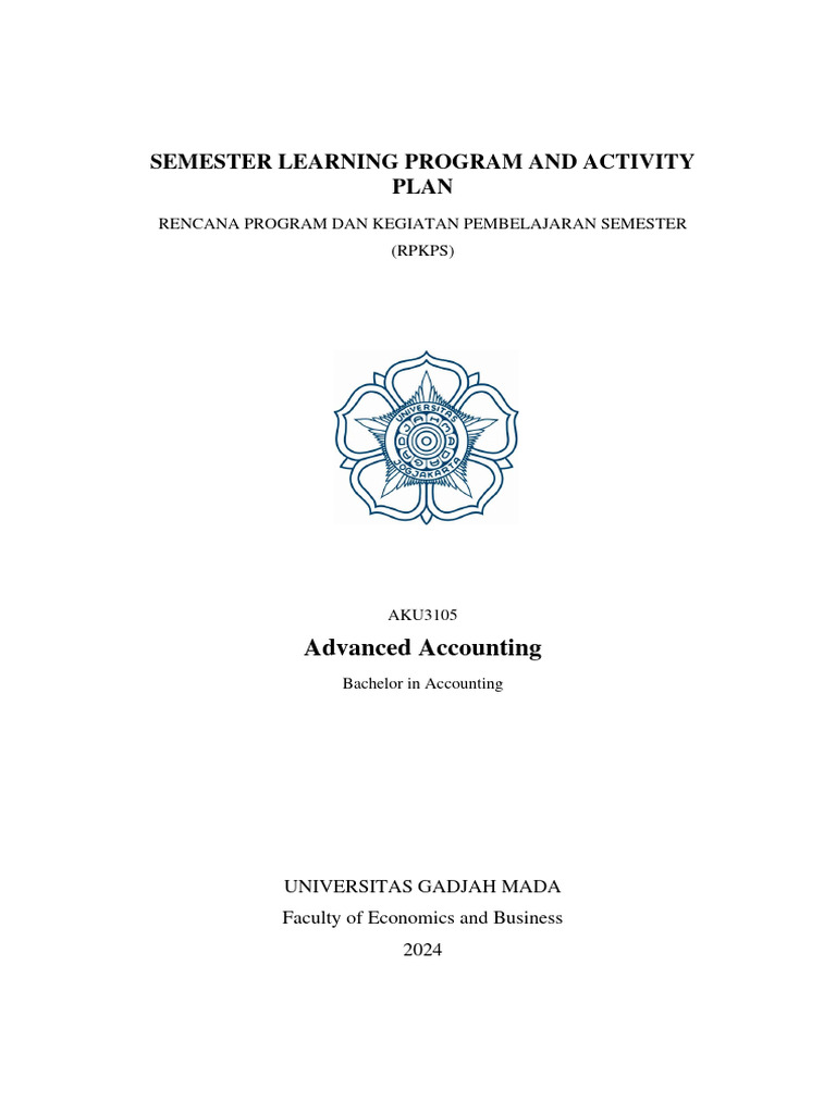Semester Learning Program and Activity Plan: Advanced Accounting | PDF ...