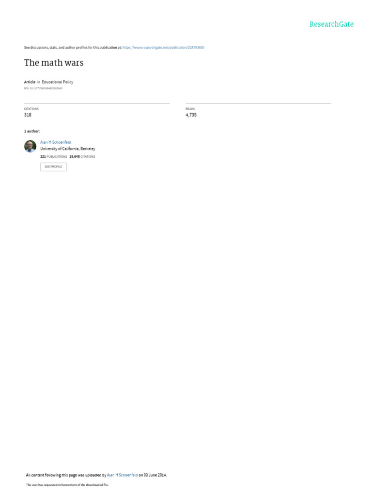 The Math Wars | PDF | National Council Of Teachers Of Mathematics ...