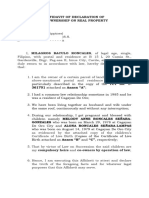Affidavit For The Declaration of Co-Ownership On Real Property Milagros Baculo Roncales