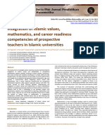 Integration of Islamic Values, Mathematics, and Career Readiness Competencies of Prospective Teachers in Islamic Universities