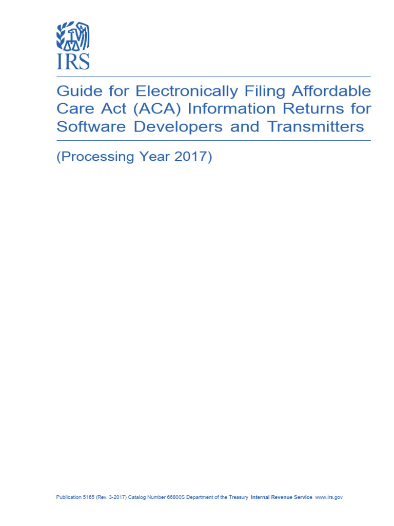 ACA Information Returns Filing Guide | PDF | Xml | Soap