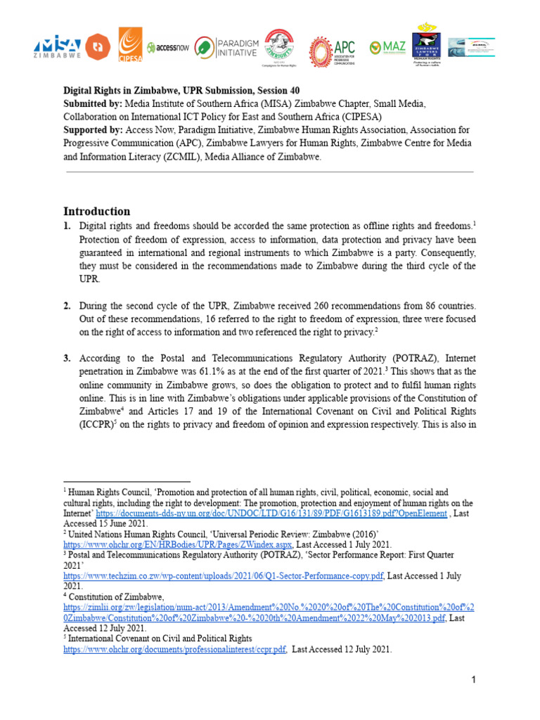 Digital Rights and Freedoms in Zimbabwe | PDF | Zimbabwe | Digital Rights