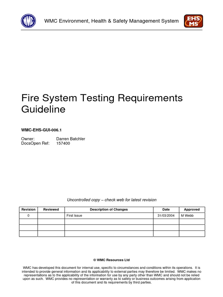 Fire System Testing Guidelines WMC | PDF | Pump | Valve