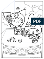 Kuromi Playing Tennis With My Melody Coloring Page
