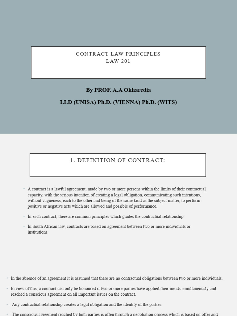South African Contract Law Principles | PDF | Offer And Acceptance ...