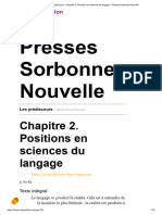 Les Prédiscours - Chapitre 2. Positions en Sciences Du Langage - Presses Sorbonne Nouvelle