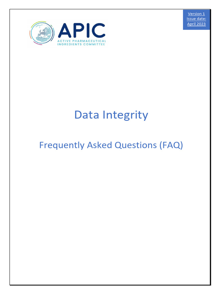 APIC Data Integrity FAQ Document | PDF | Data Management | Software